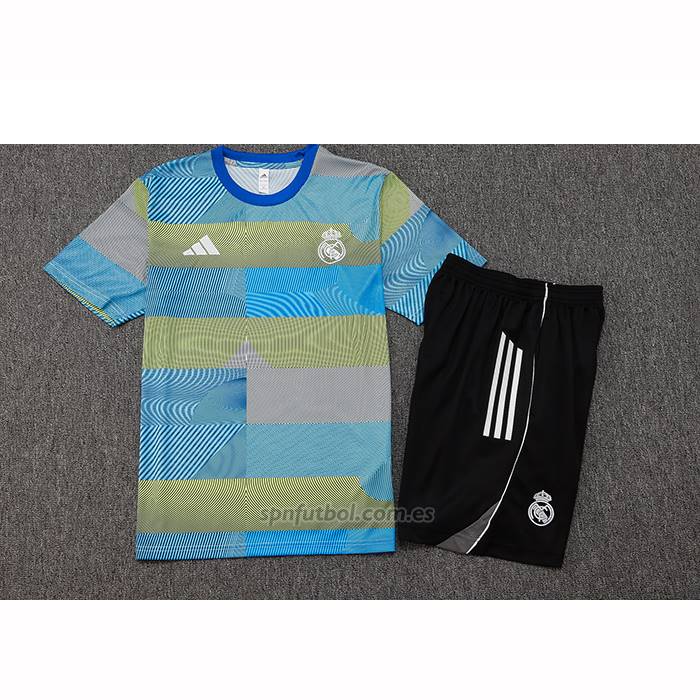 Chandal del Real Madrid Manga Corta 2025-2026 Azul Verde - Pantalon Corto